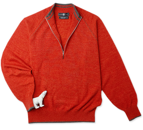 ハーフジップアップセーター/オレンジ
