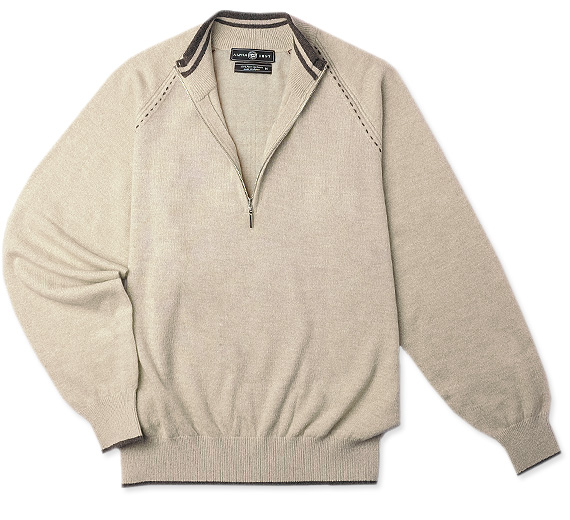 カシミヤハーフジップアップセーター/サンドベージュ