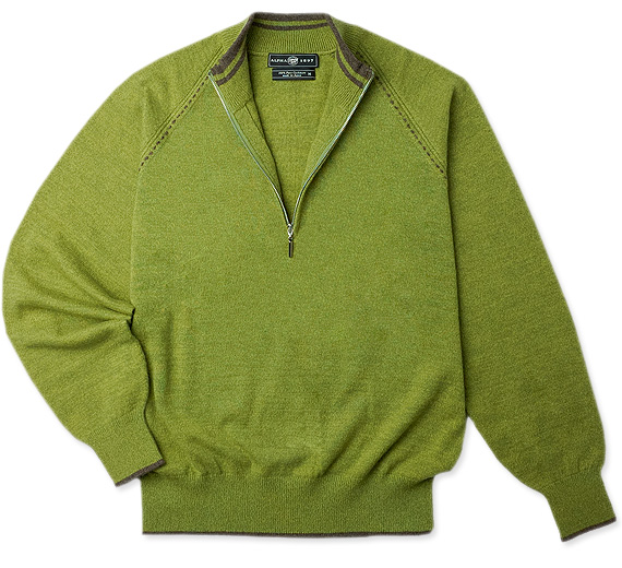 カシミヤハーフジップアップセーター/キウィグリーン