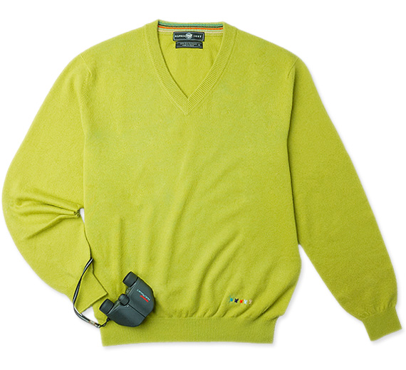 カシミヤVネックセーター/キウイグリーン