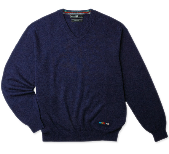 カシミヤVネックセーター/ディープパープル